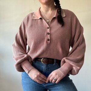 Akaiv Boutique Rust Cropped Polo Sweater